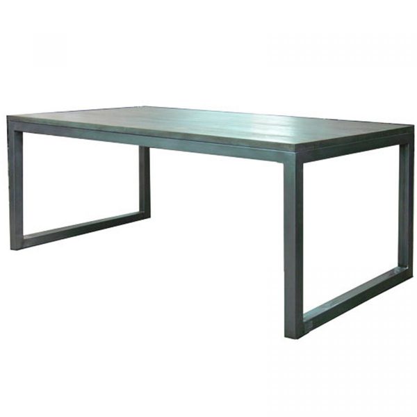 Mesa de comedor rectangular estilo industrial de hierro pulido
