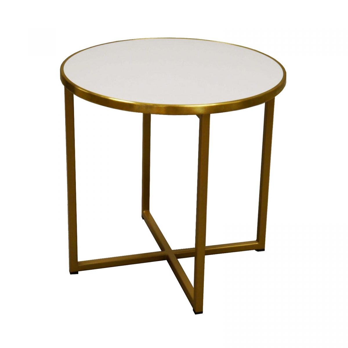 Mesa auxiliar de mármol, dorado y latón