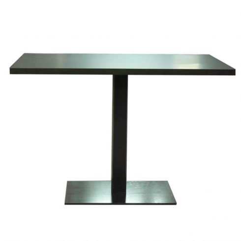 Mesa de hierro rectangular para comedor con pata central acabado gris oscuro