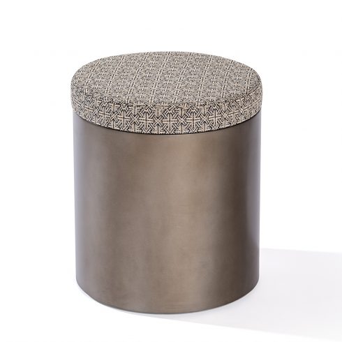 puff cilindro de metal tapizado