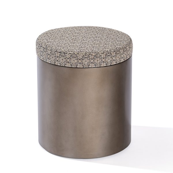 puff cilindro de metal tapizado