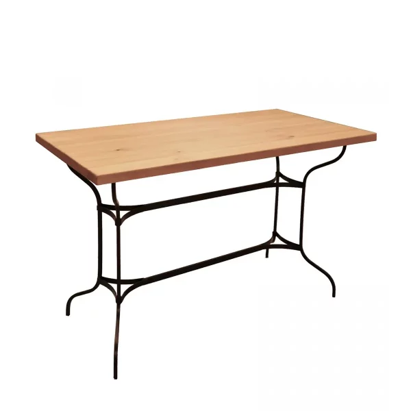 Mesa rectangular de comedor de madera y forja