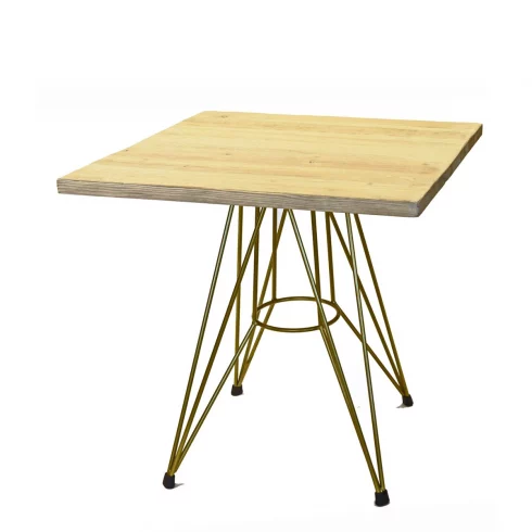 Mesa cuadrada estilo nórdico de hierro y madera