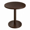 Mesa Beget H75, columna Ø7 y base redonda de madera con sobre roble boreal acabado Nut expresso