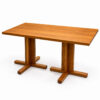 Mesa tavertet H75, columna y base en aspa con madera de iroco y sobre de 140x70 en iroco
