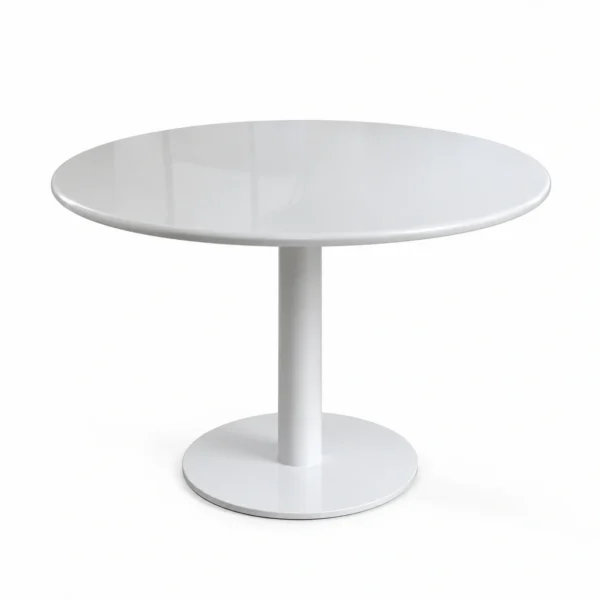 Mesa Disco Giant H75 con sobre de plancha lacada ral 9010 glossy, canto redondeado