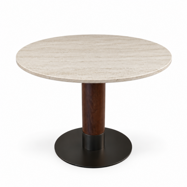Mesa Ger Giant H75, columna Ø16 + besa de hierro con sobre marmorio Ø100, canto recto