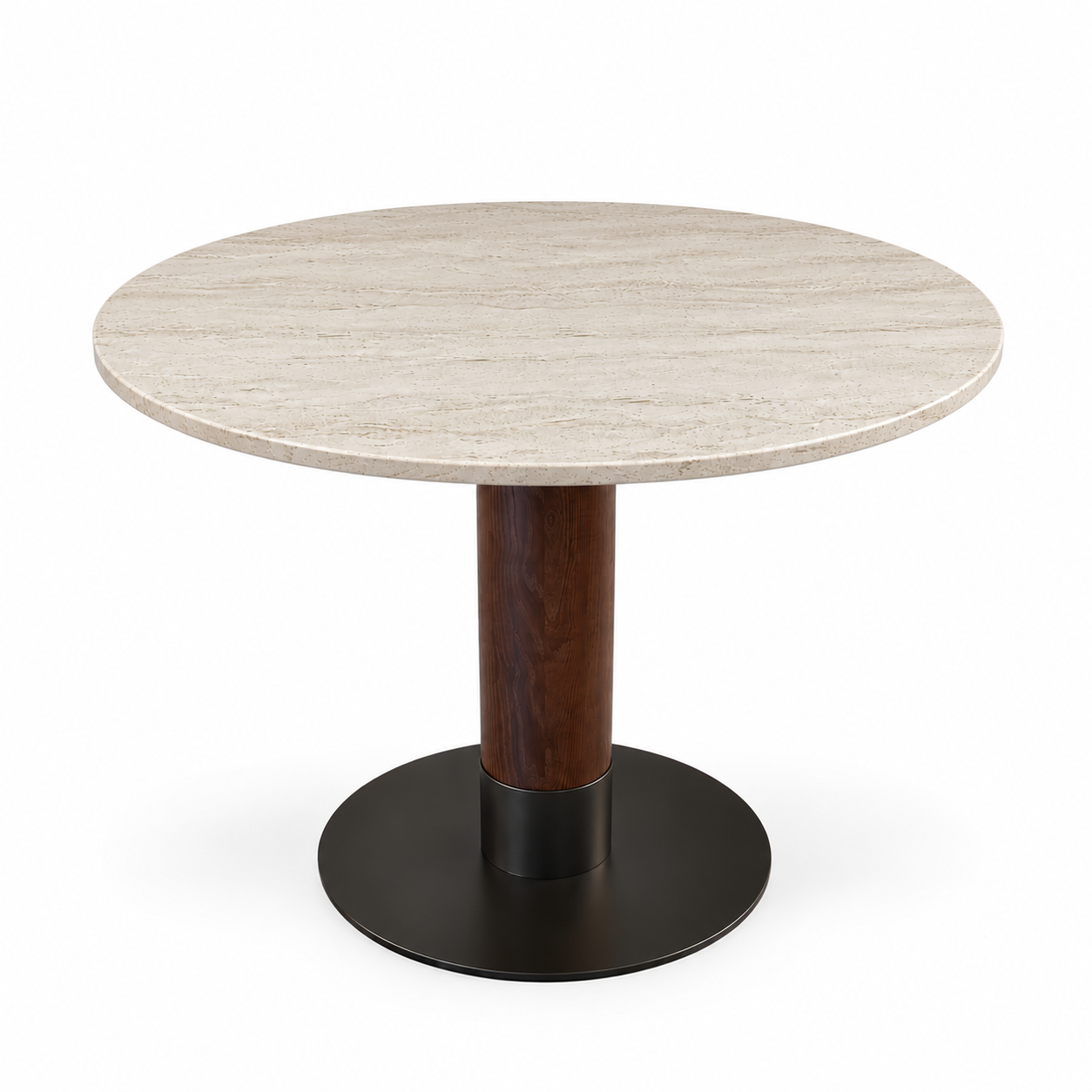 Mesa Ger Giant H75, columna Ø16 + besa de hierro con sobre marmorio Ø100, canto recto