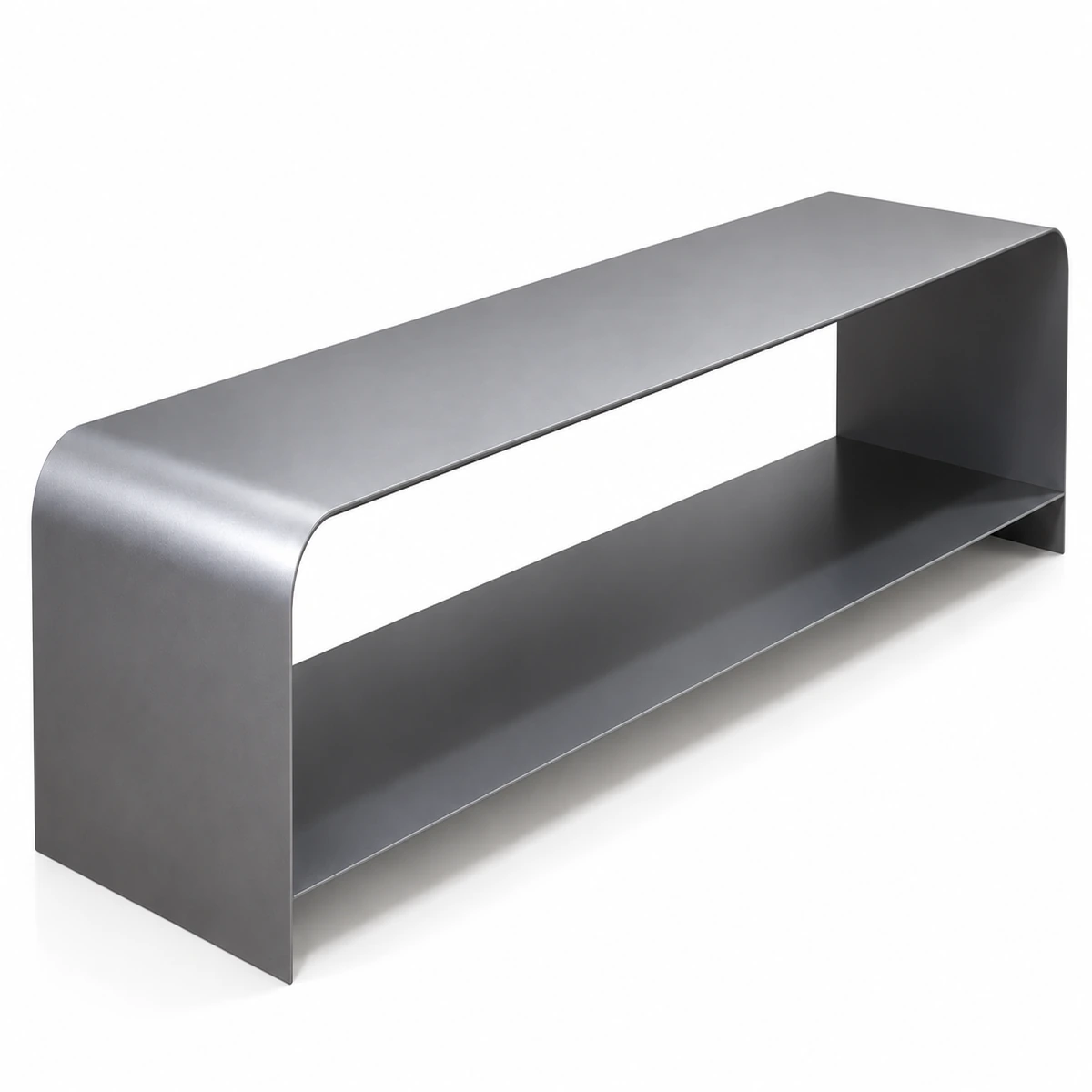 Mueble Arista de plancha curvada H45 con estante, ral plata