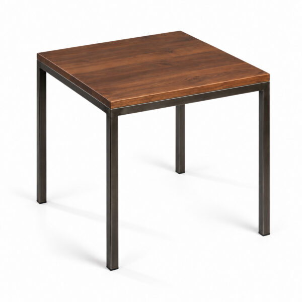 Mesa Neo H75 con sobre de madera sobrepuesta 70x70