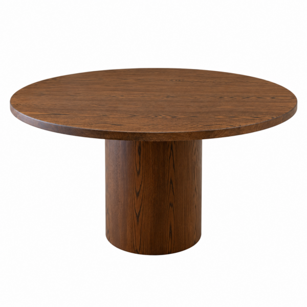 Mesa Prades H75, con sobre roble boreal Ø160 acabado Nut expresso